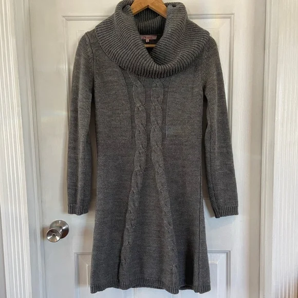 Hekla & Co | Dresses | Hekla Co Sweater Dress Cable Knit Cowl Neck Gray  Wool Blend Size Small | Poshmark